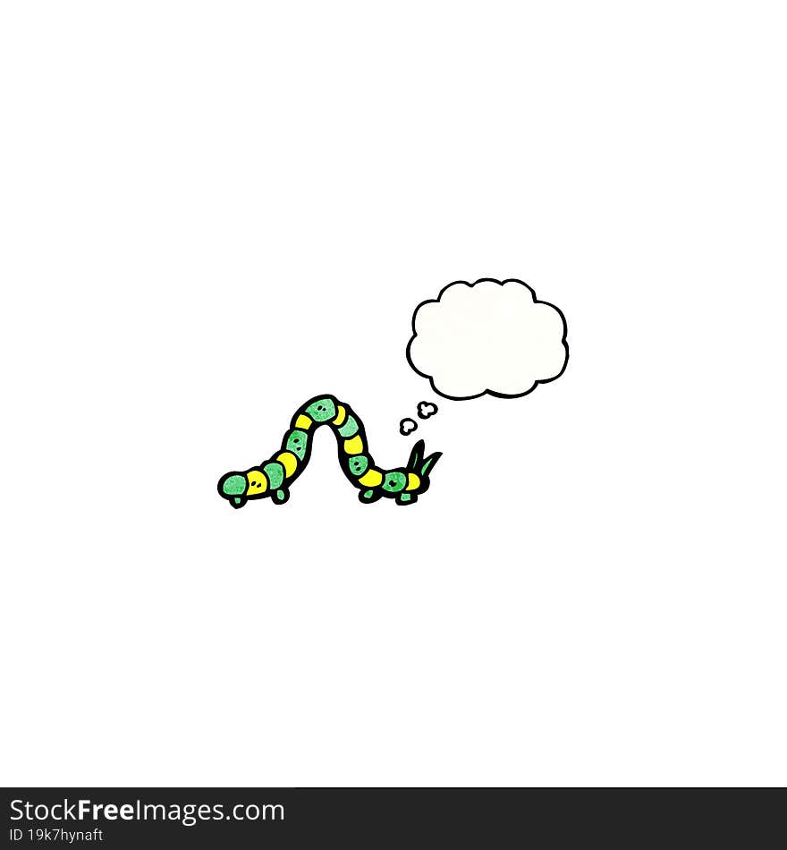 cartoon caterpillar with thought bubble