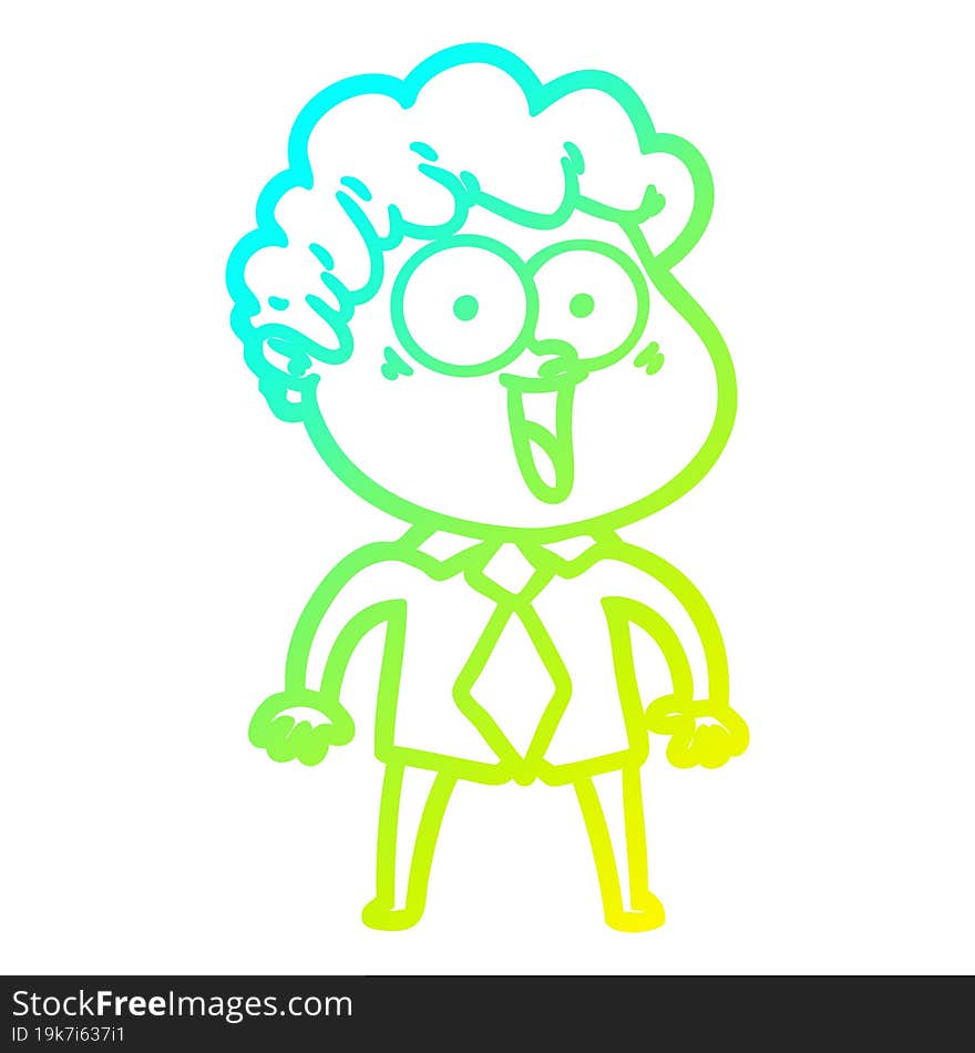 cold gradient line drawing cartoon happy man