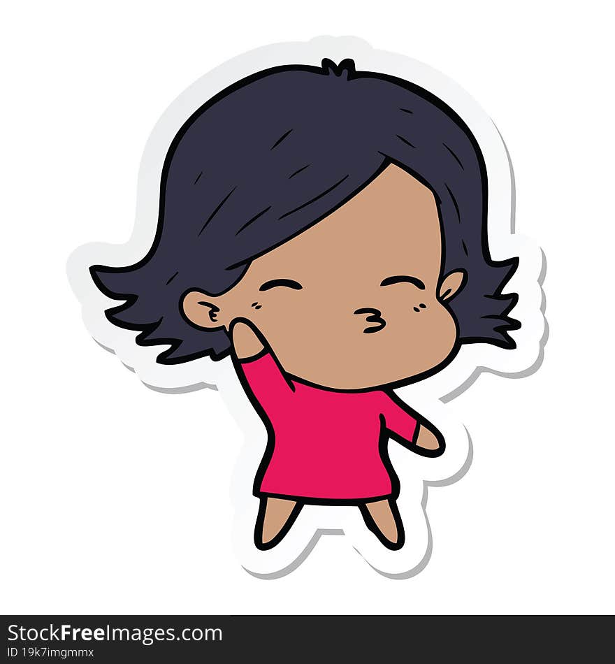 sticker of a cartoon woman