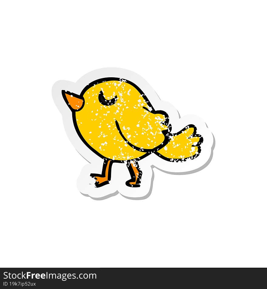 Retro Distressed Sticker Of A Cartoon Bird