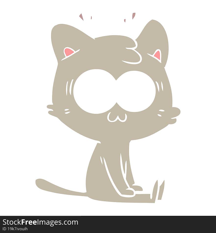 flat color style cartoon surprised cat