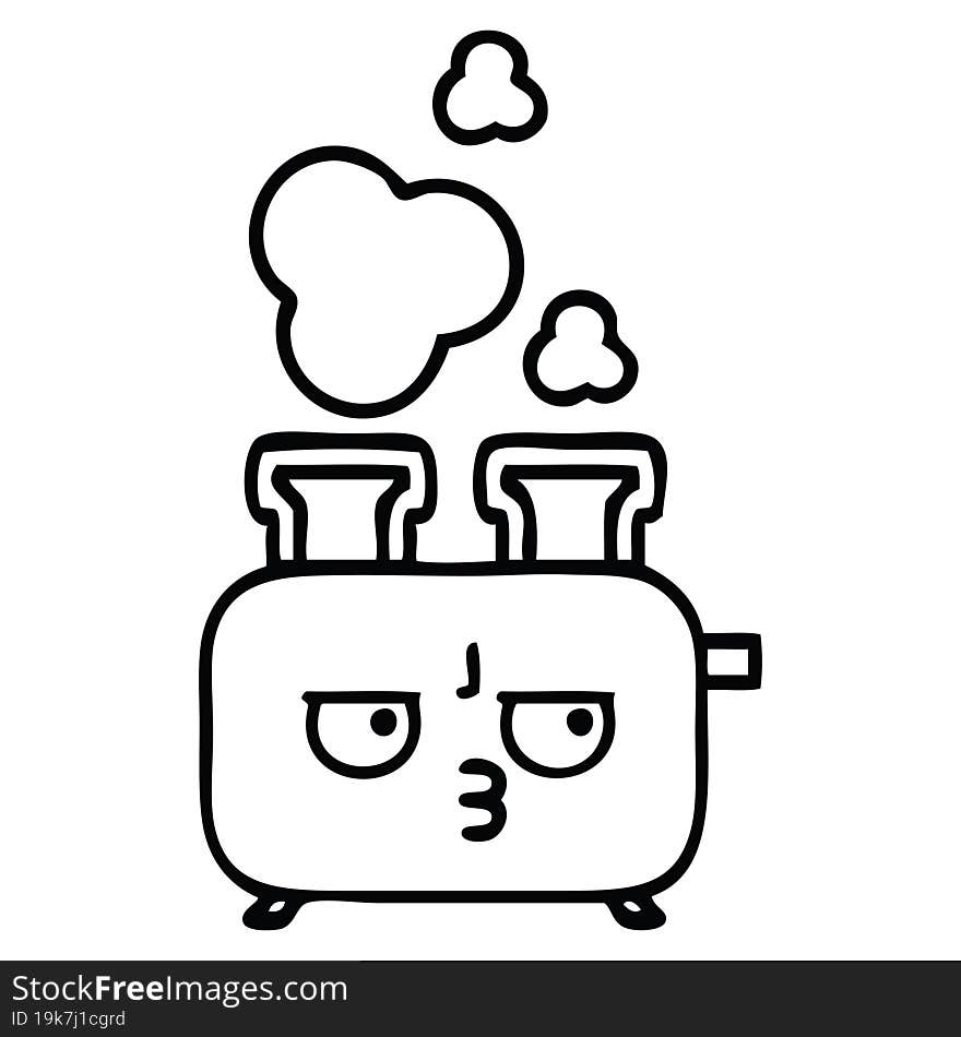 line drawing cartoon of a of a toaster