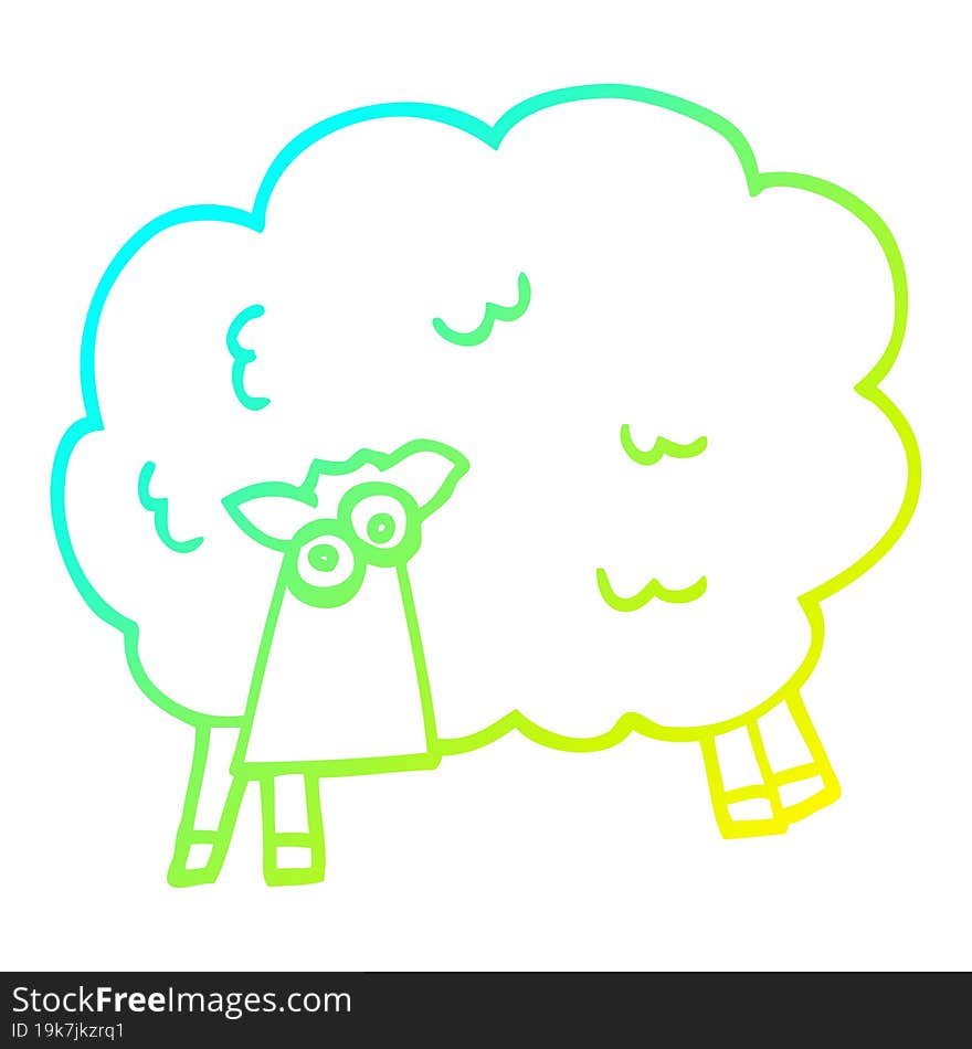 cold gradient line drawing cartoon funny sheep