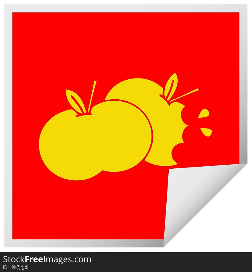 square peeling sticker cartoon juicy apple