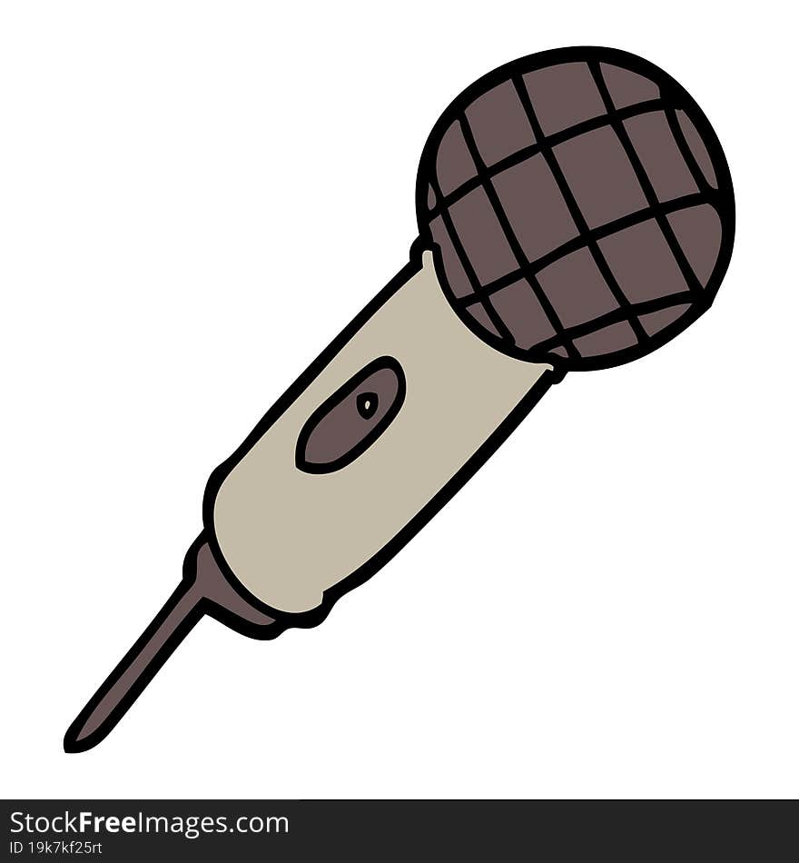 Hand Drawn Doodle Style Cartoon Microphone