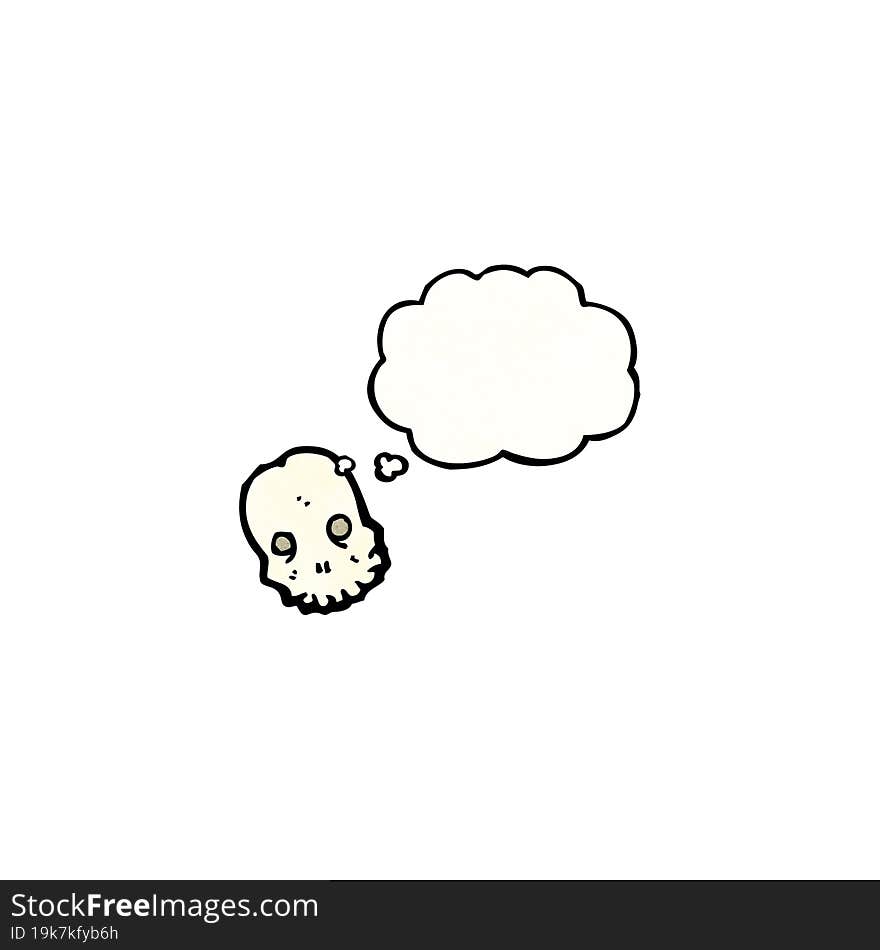 cartoon skull with thought bubble