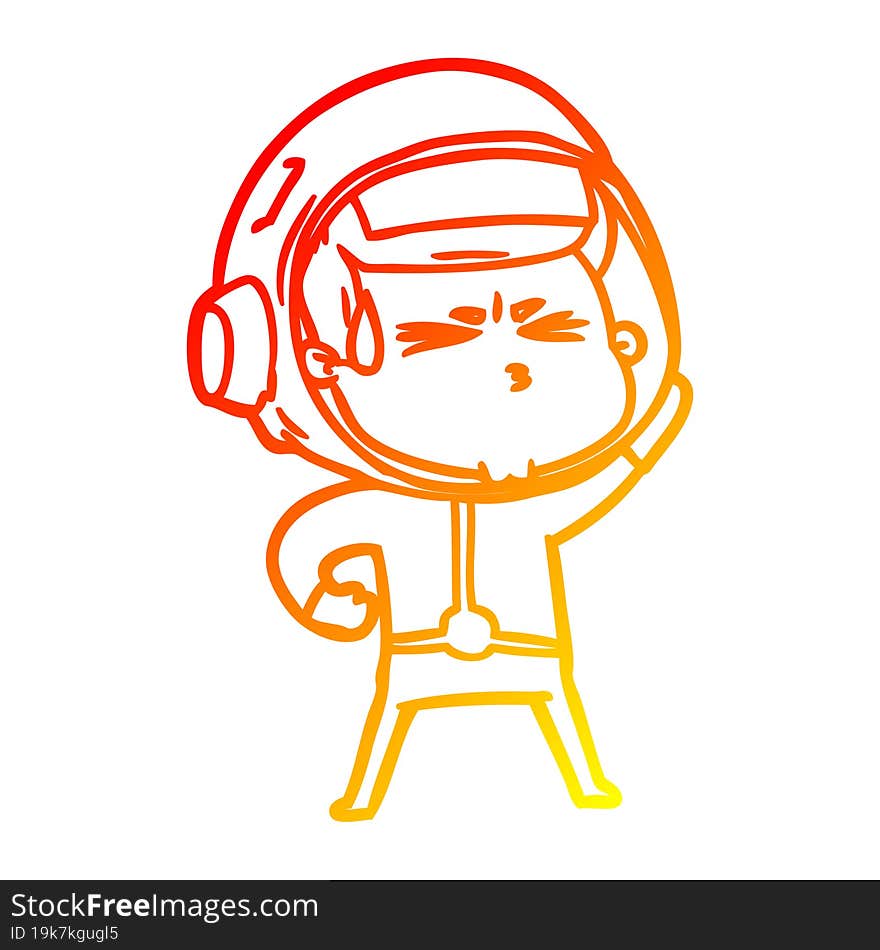 warm gradient line drawing cartoon stressed astronaut