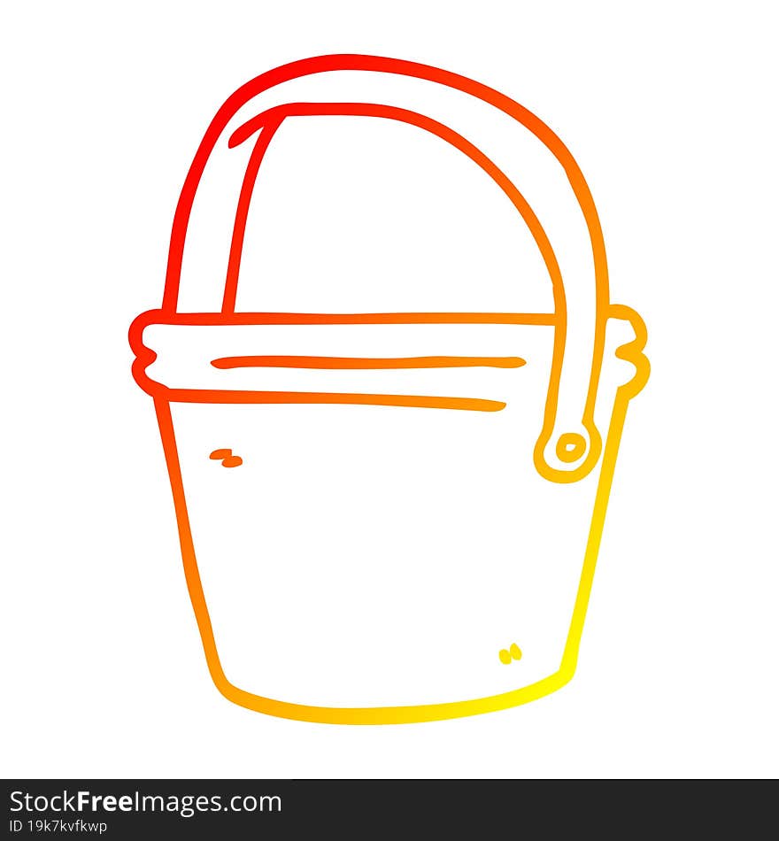 warm gradient line drawing of a cartoon bucket