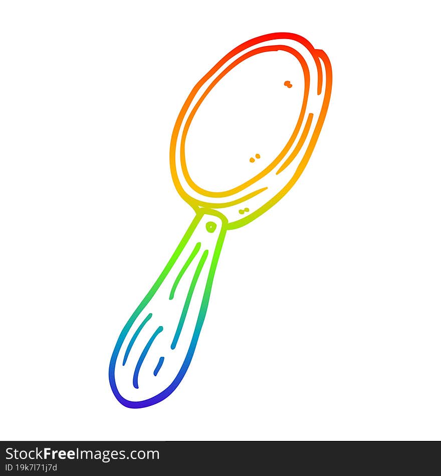 Rainbow Gradient Line Drawing Cartoon Magnifying Glass