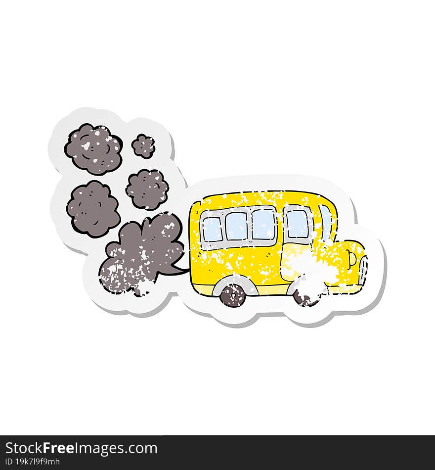 Retro Distressed Sticker Of A Cartoon Yellow School Bus