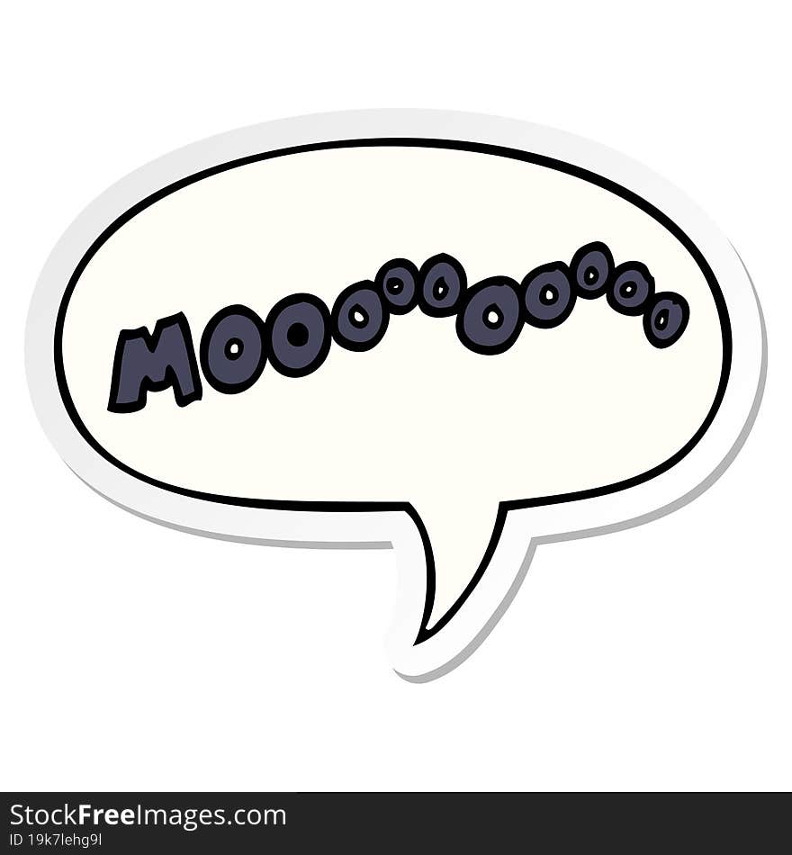 cartoon moo noise and speech bubble sticker