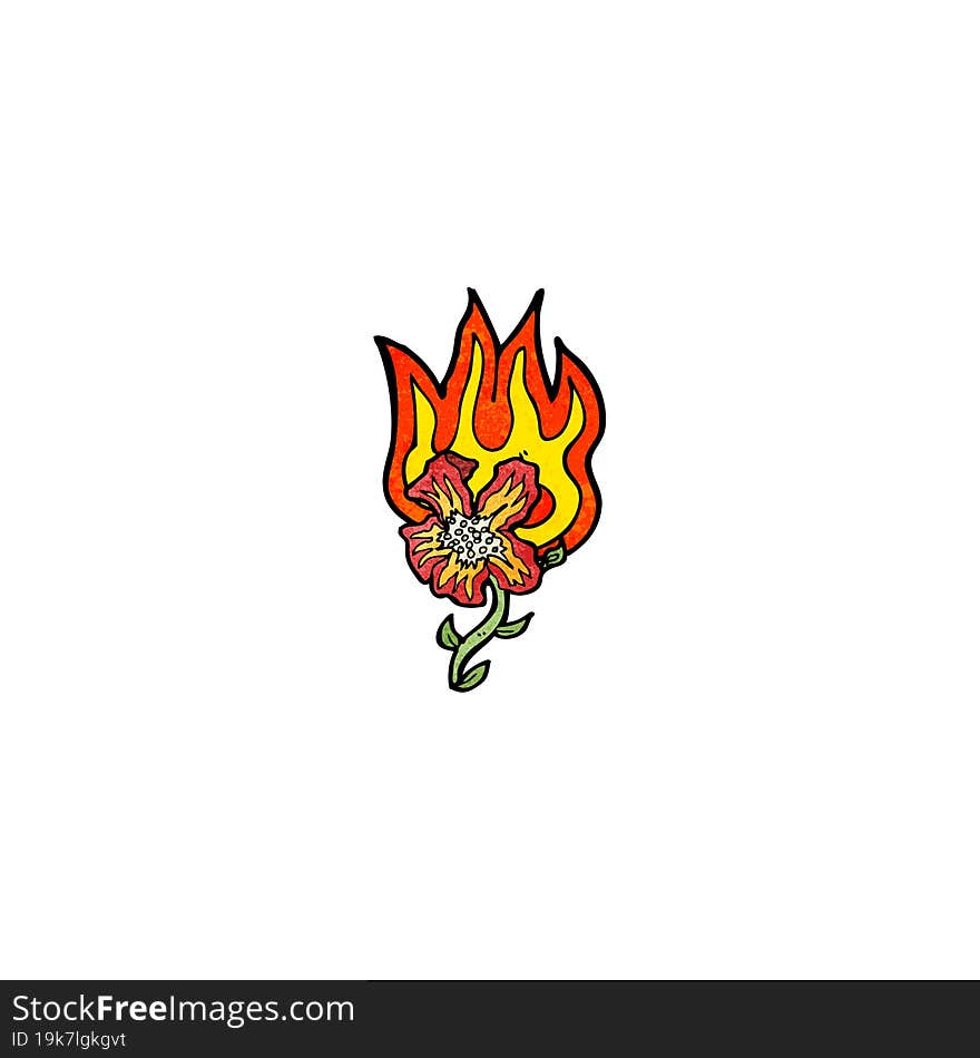 cartoon flaming flower