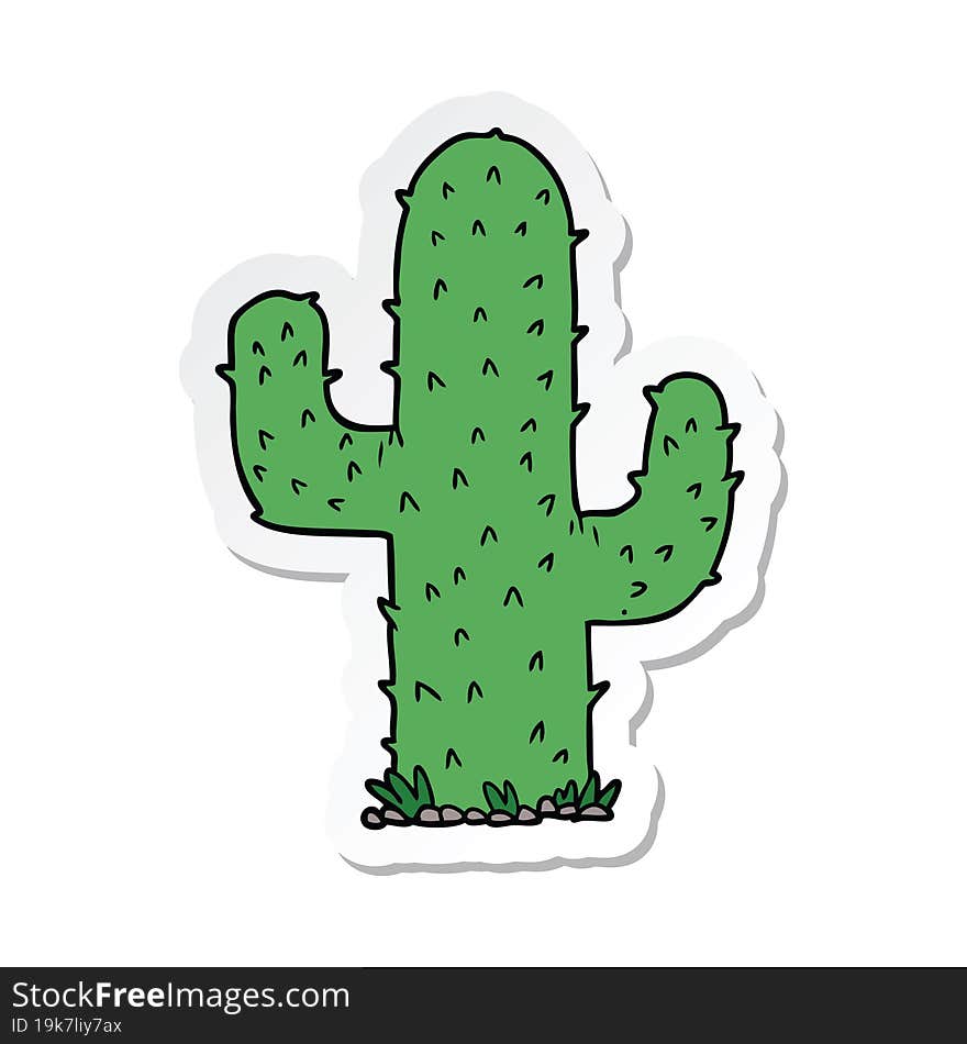 sticker of a cartoon cactus