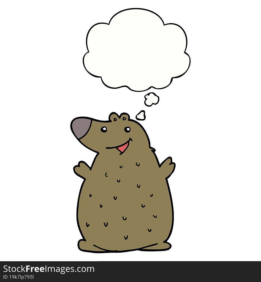 cartoon happy bear with thought bubble. cartoon happy bear with thought bubble