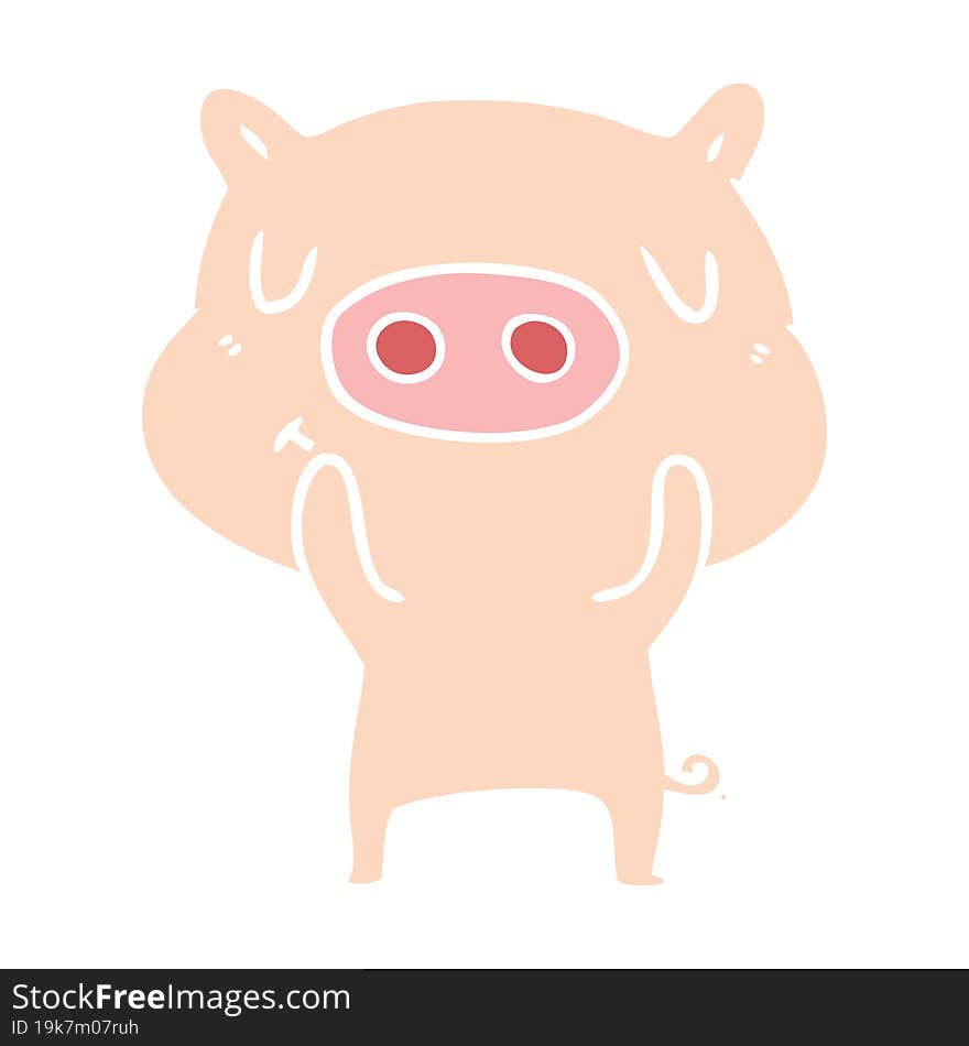 flat color style cartoon content pig