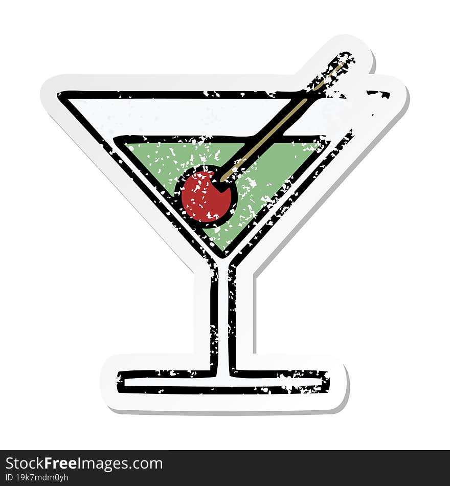 distressed sticker of a cute cartoon fancy cocktail