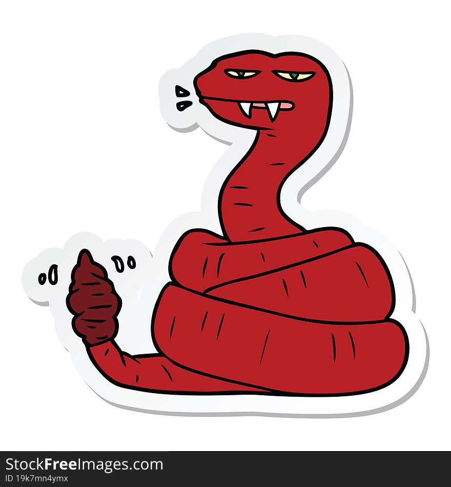 sticker of a cartoon angry rattlesnake