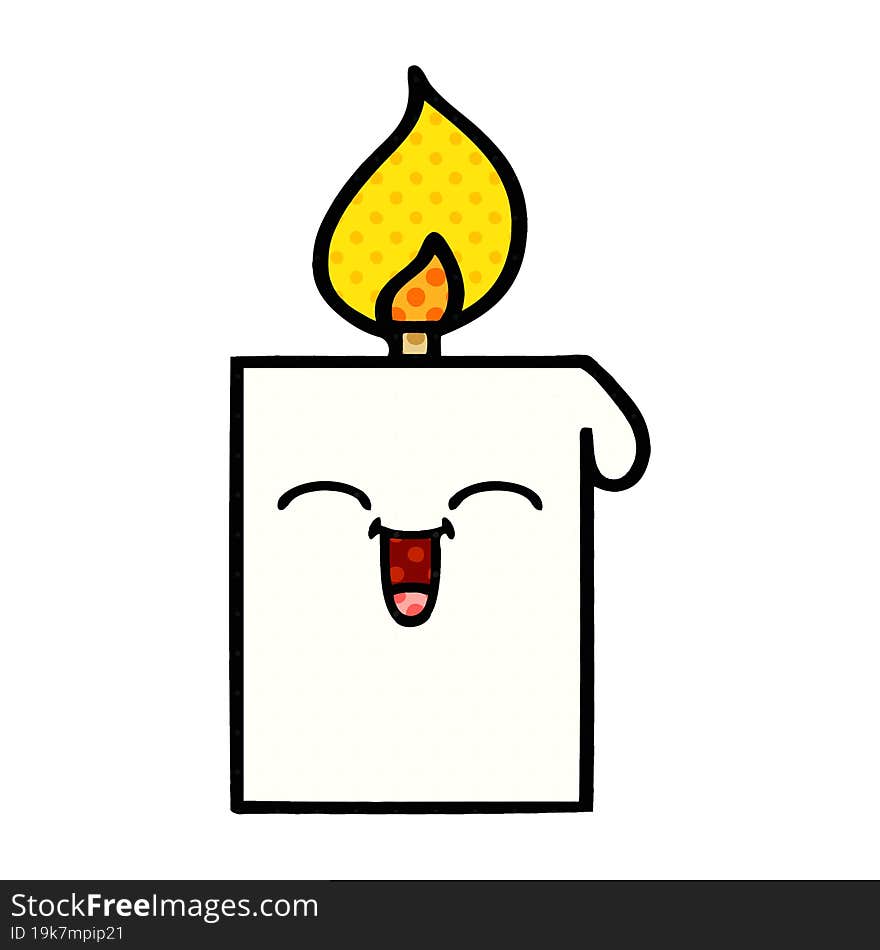 comic book style cartoon of a lit candle