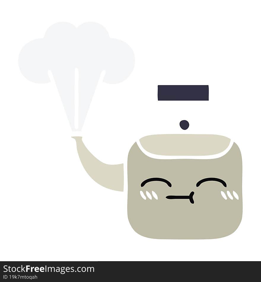 flat color retro cartoon steaming kettle