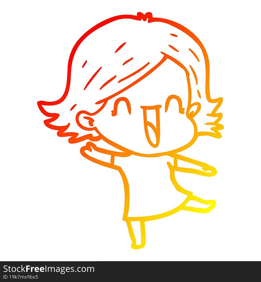 warm gradient line drawing of a cartoon laughing woman