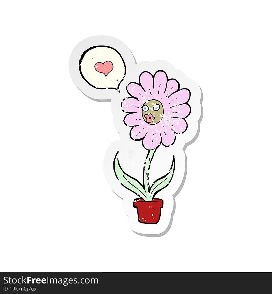 retro distressed sticker of a cartoon flower