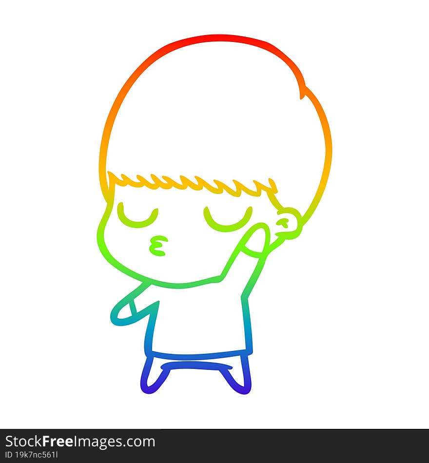 rainbow gradient line drawing cartoon calm boy