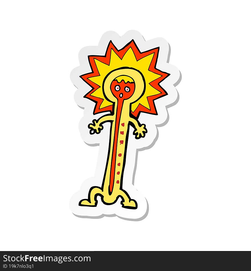 sticker of a cartoon hot thermometer