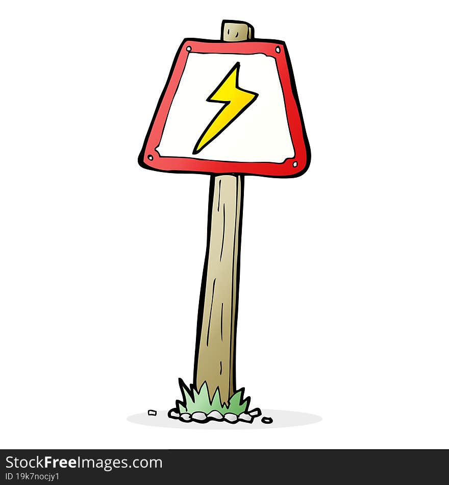 cartoon electrical warning sign