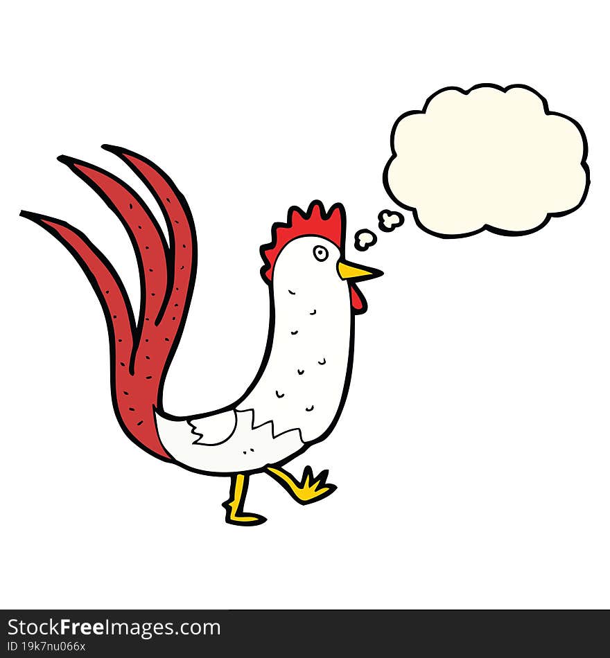 Cartoon Cockerel With Thought Bubble