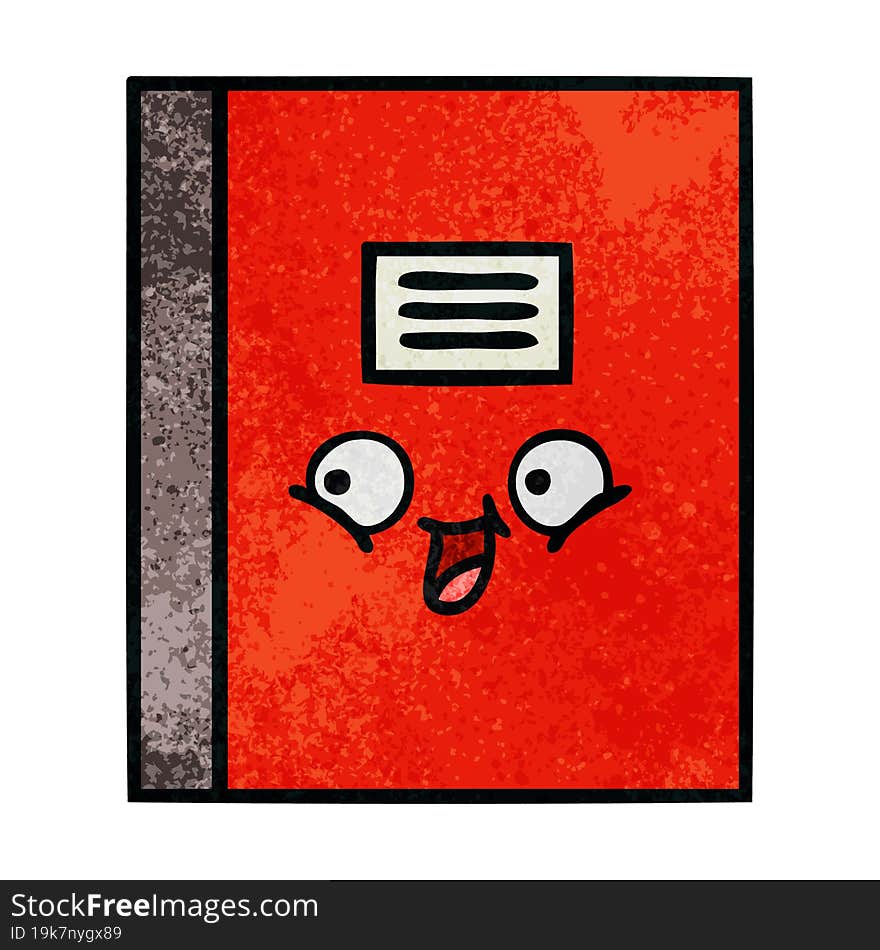 retro grunge texture cartoon of a notebook