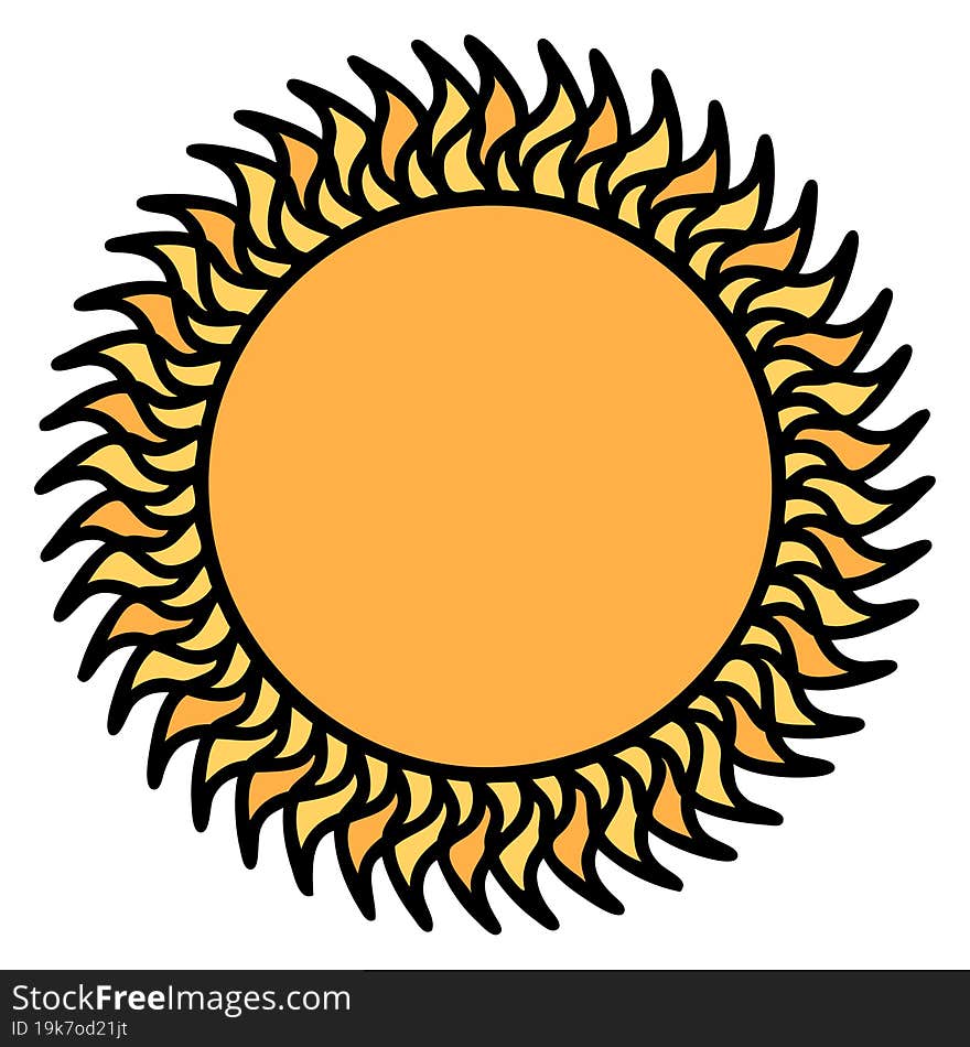 traditional tattoo of a sun