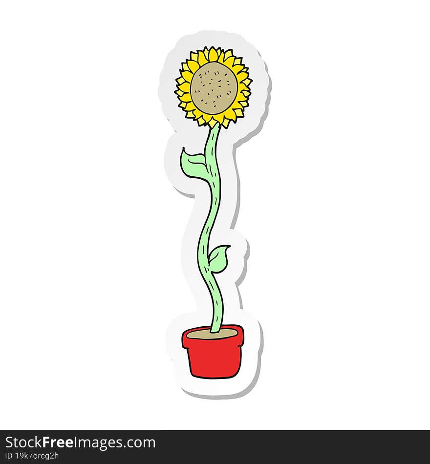 Sticker Of A Cartoon Sunflower