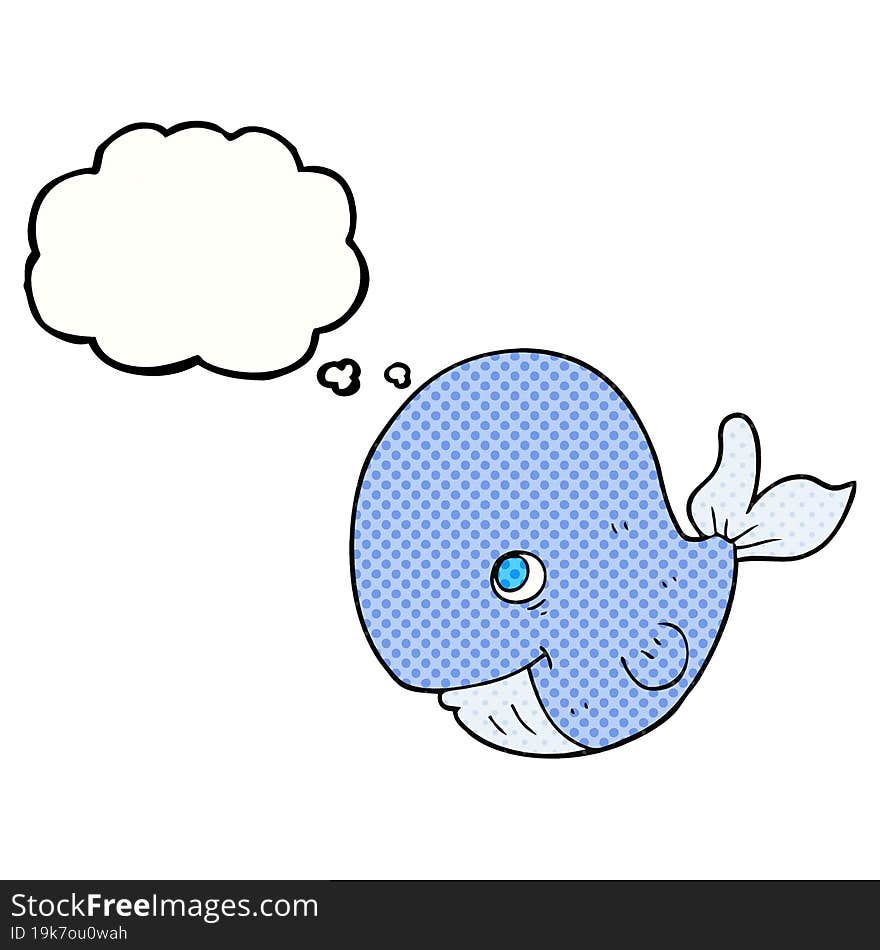 freehand drawn thought bubble cartoon happy whale