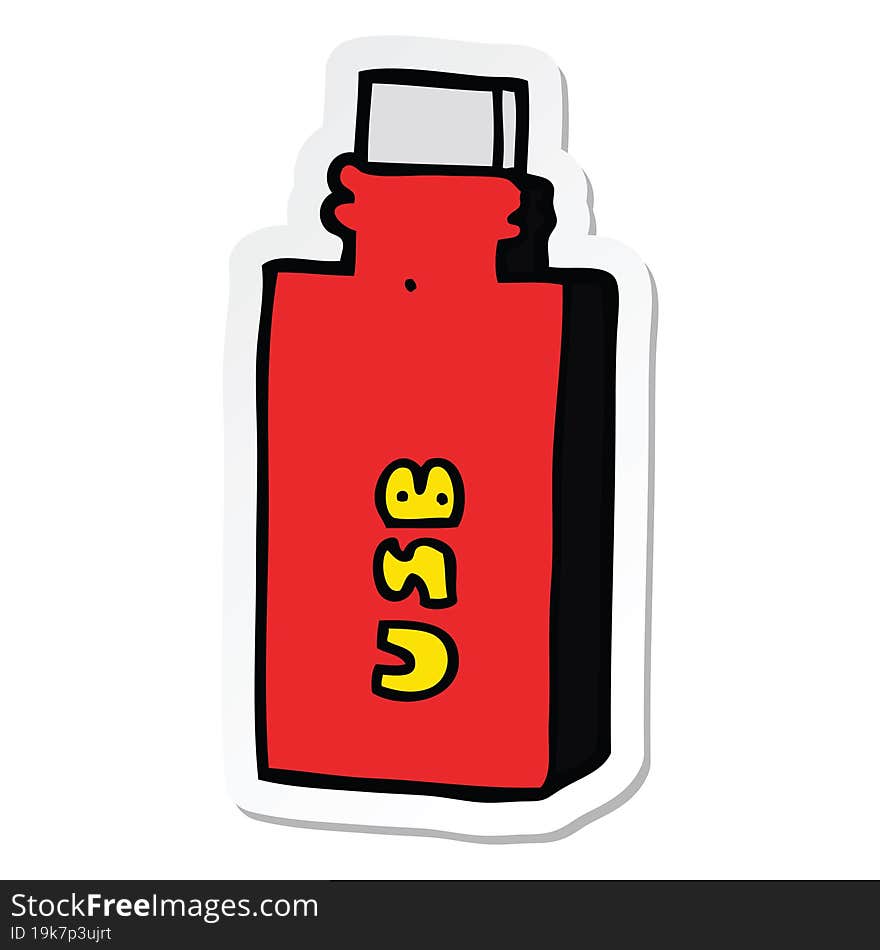 Sticker Of A Cartoon Flash Drive