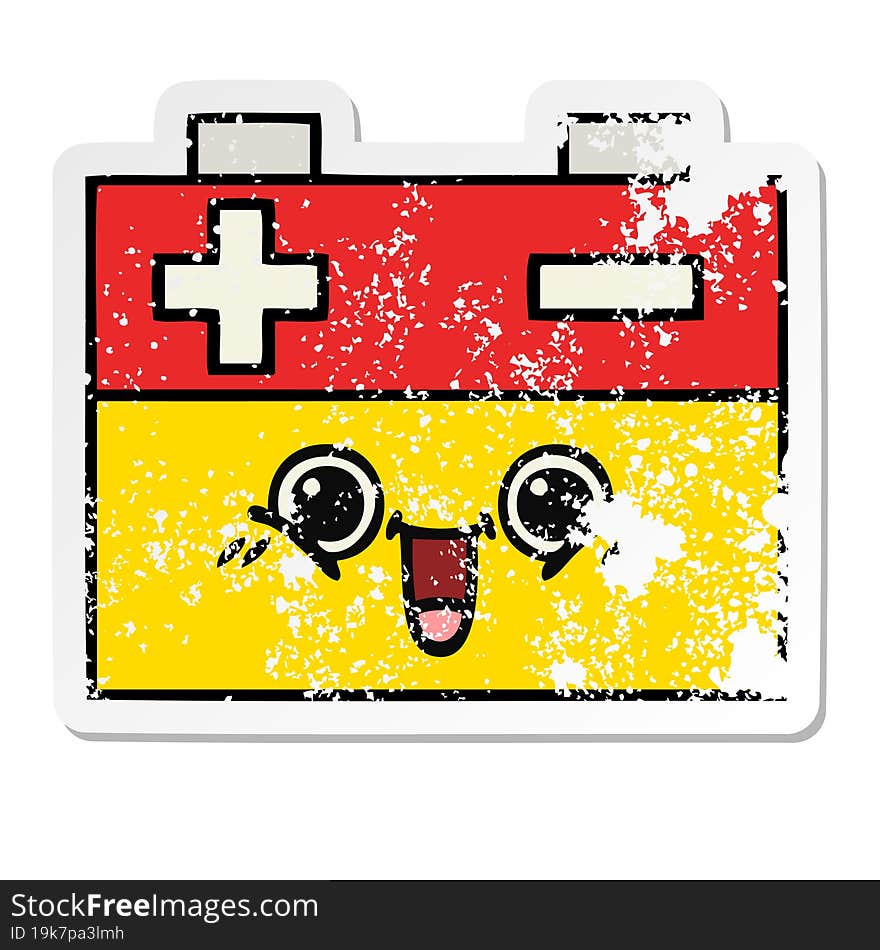 distressed sticker of a cute cartoon car battery