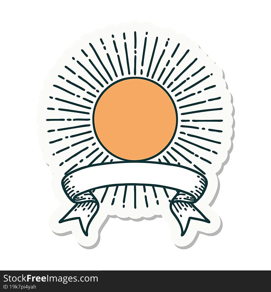 Tattoo Sticker With Banner Of A Sun