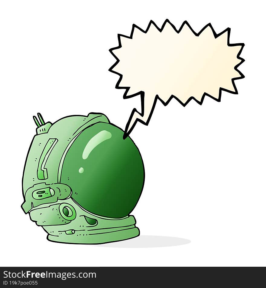 cartoon astronaut helmet with speech bubble