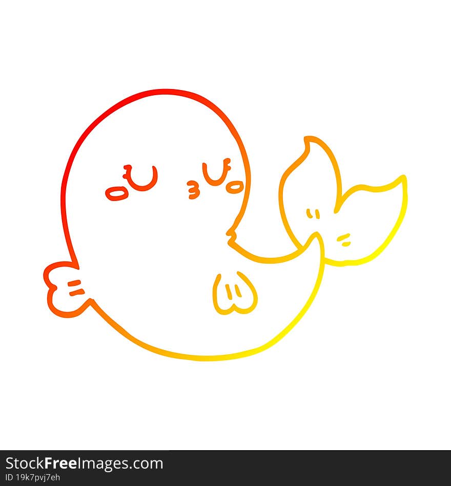 warm gradient line drawing cute cartoon whale