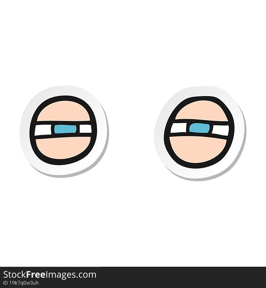 Sticker Of A Cartoon Scowling Eyes