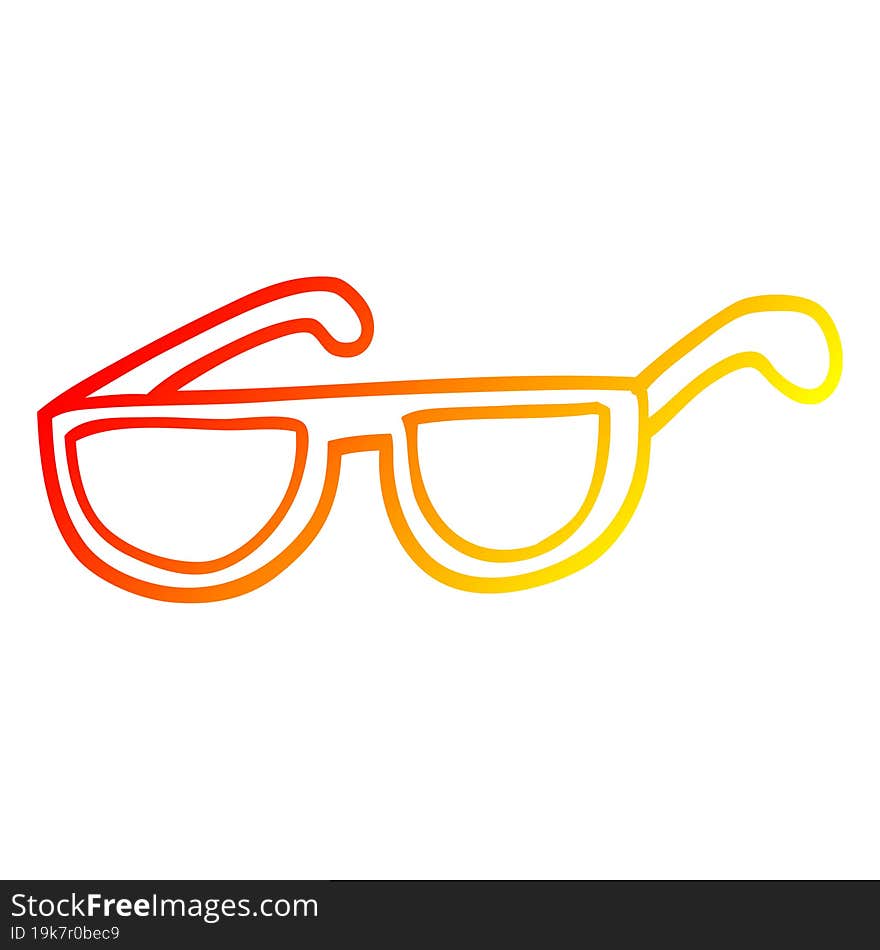 warm gradient line drawing of a cartoon sunglasses