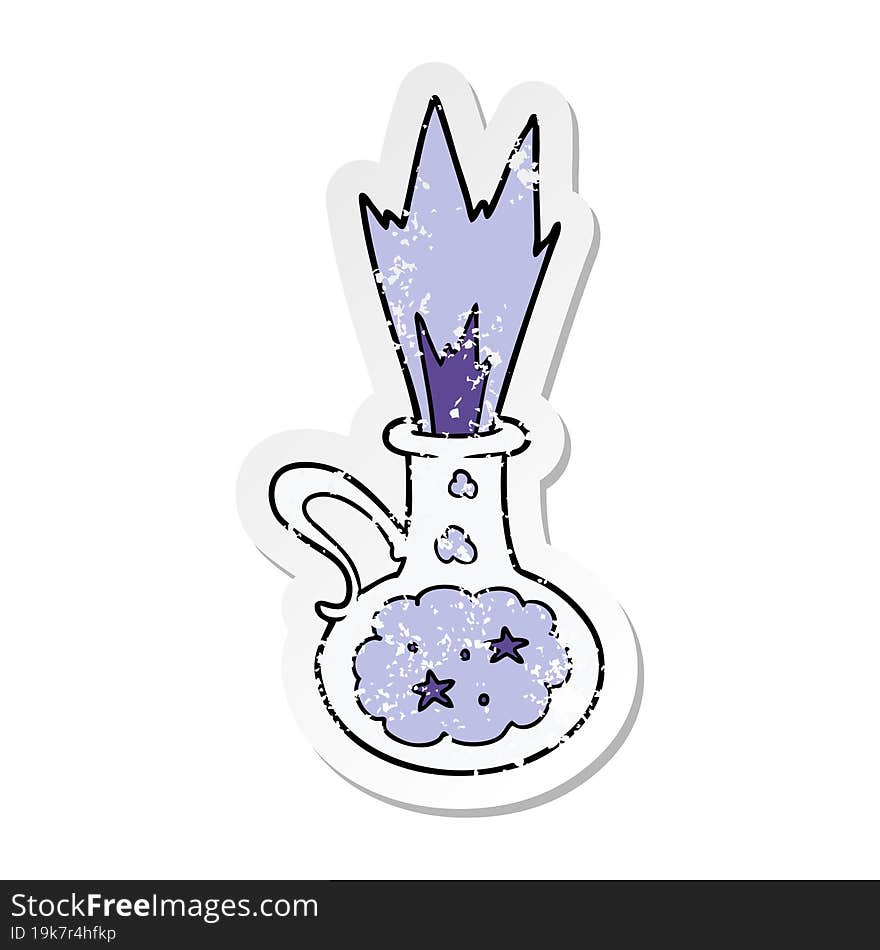 distressed sticker of a cartoon magic potion