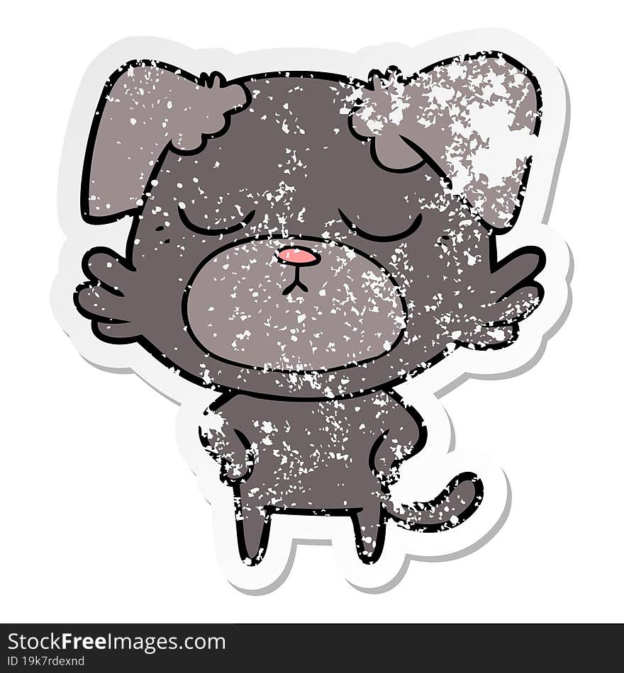 distressed sticker of a cute cartoon dog