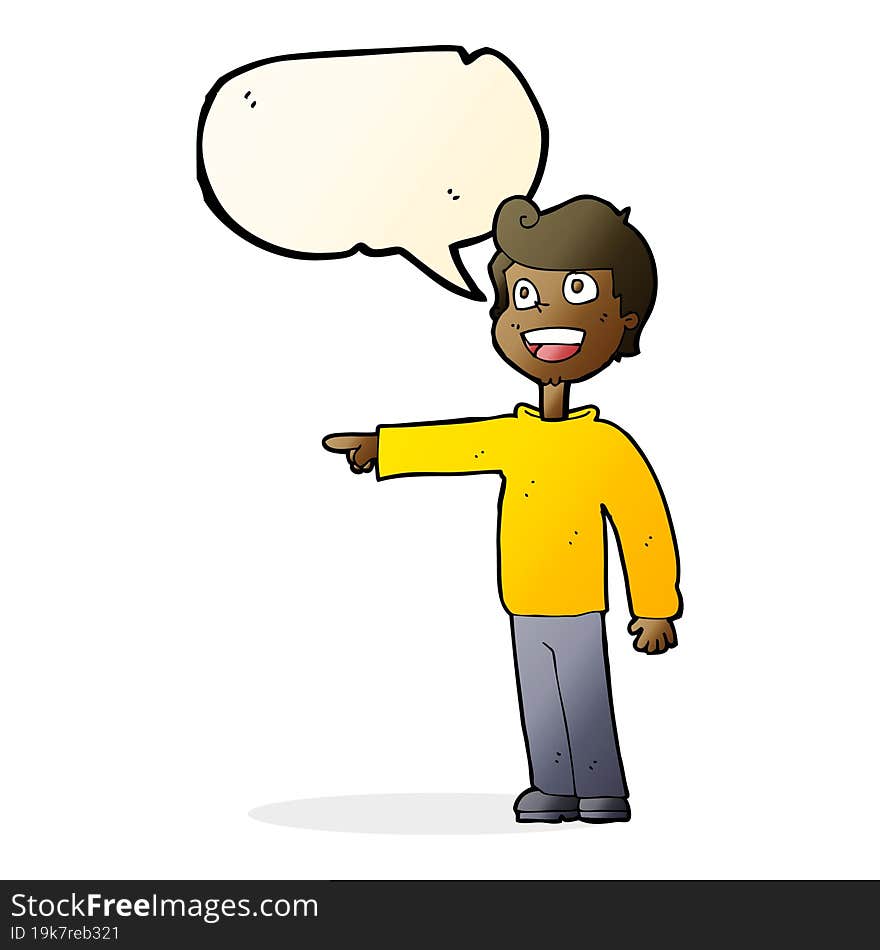 Cartoon Man Pointing And Laughing With Speech Bubble