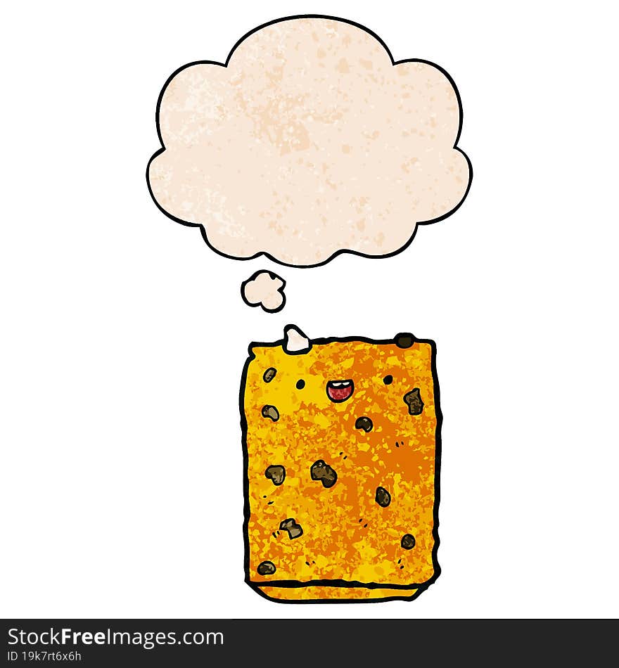 cartoon biscuit and thought bubble in grunge texture pattern style