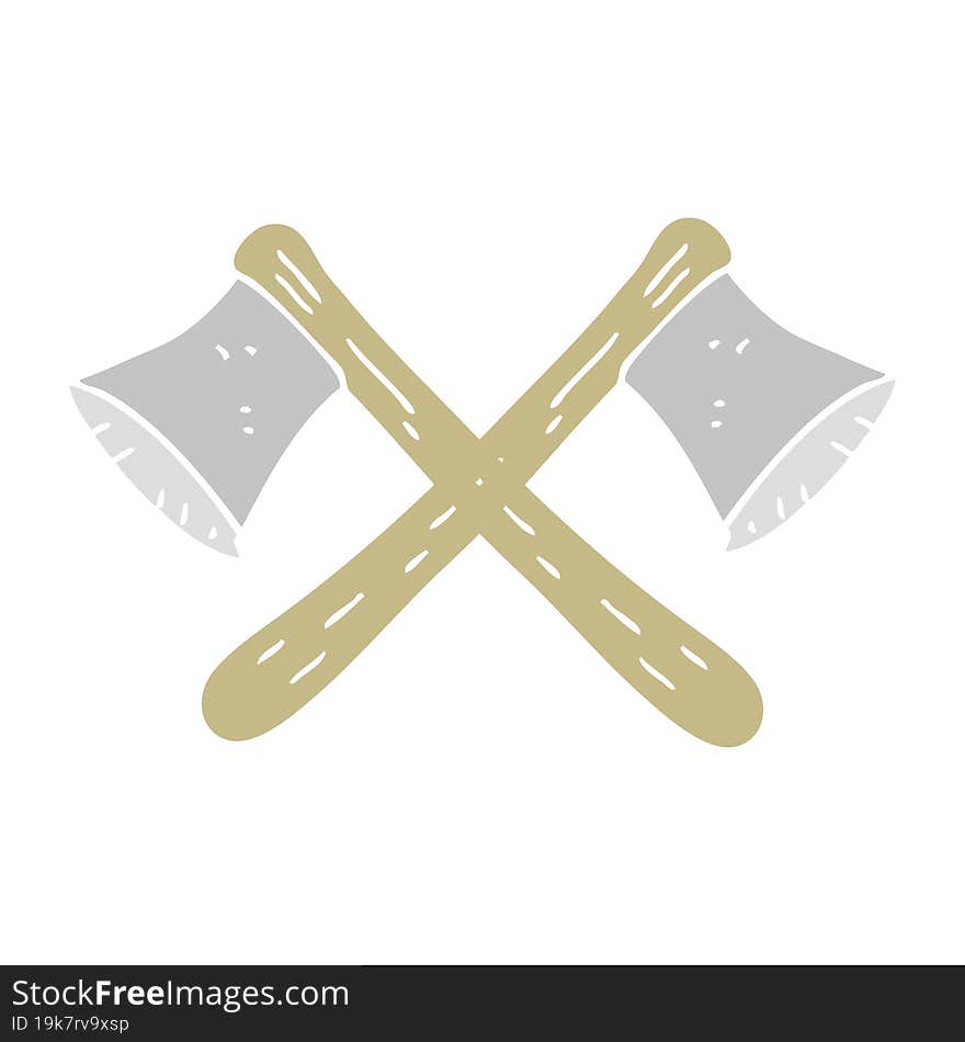 flat color illustration of crossed axes. flat color illustration of crossed axes