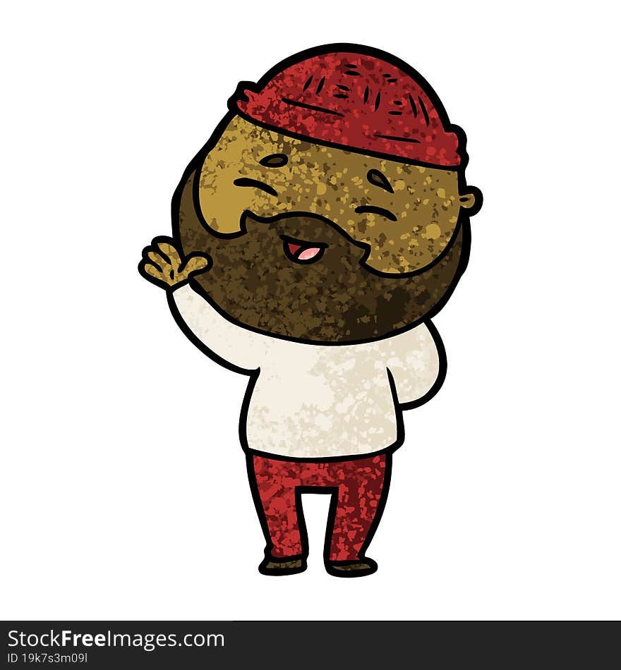 cartoon happy bearded man. cartoon happy bearded man