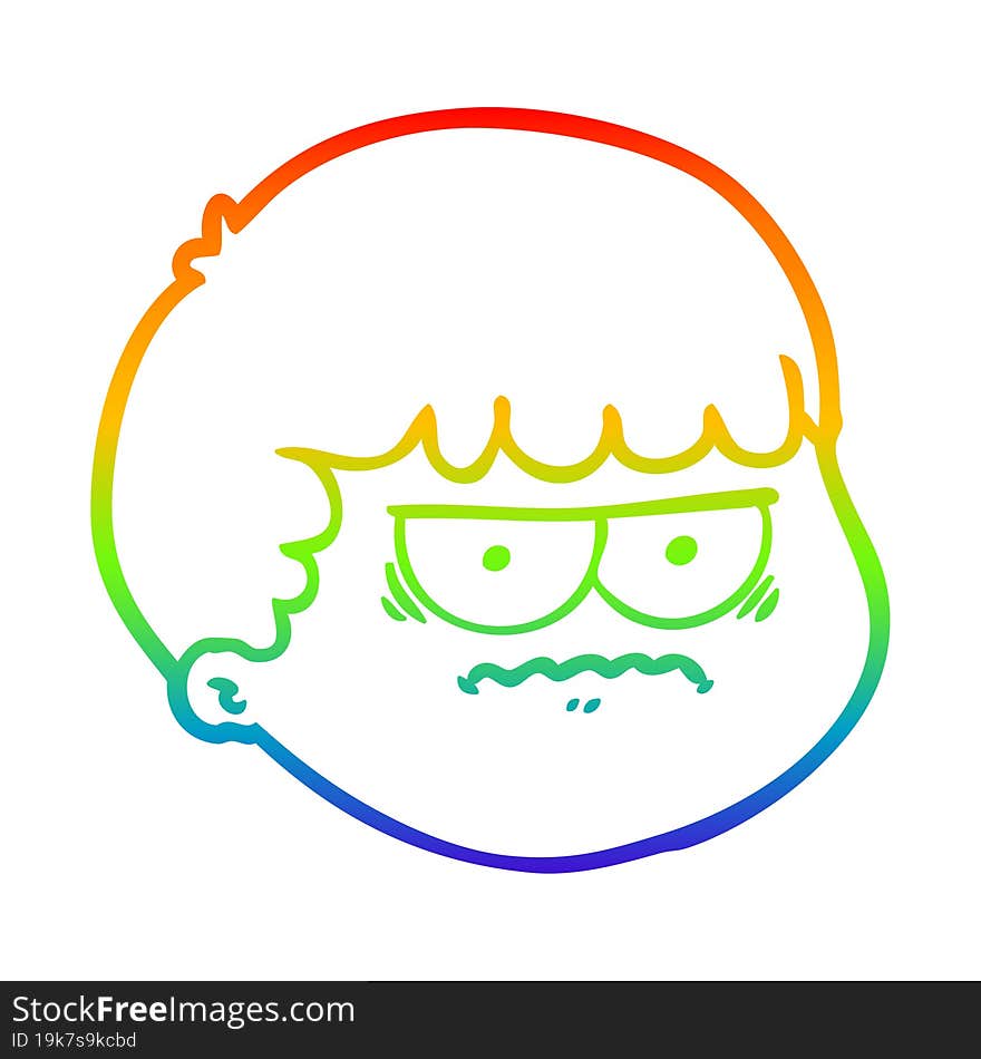 Rainbow Gradient Line Drawing Cartoon Male Face