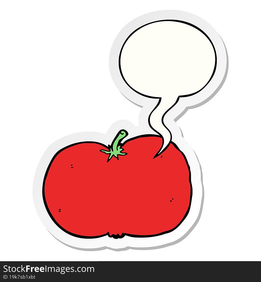 cartoon tomato and speech bubble sticker