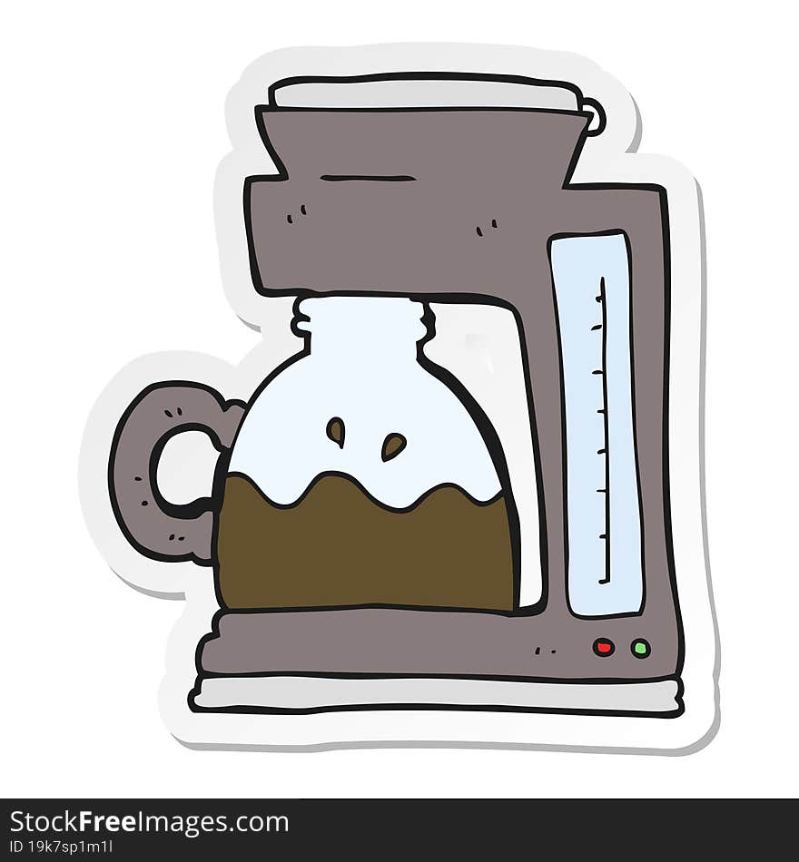 sticker of a cartoon coffee filter machine