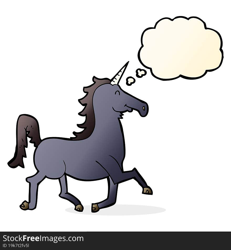 Cartoon Unicorn With Thought Bubble